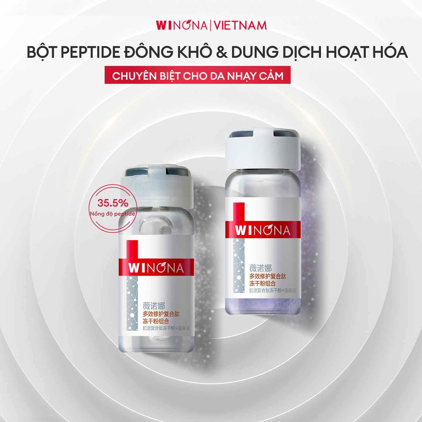 BỘT PEPTIDE ĐÔNG KHÔ VÀ DUNG DỊCH HOẠT HÓA PHỤC HỒI DA ĐA TẦNG