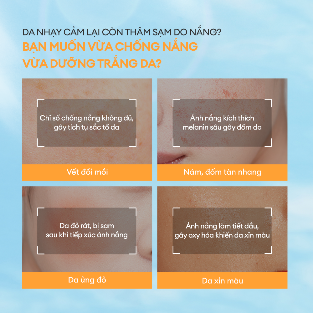 KEM CHỐNG NẮNG DƯỠNG TRẮNG MỜ THÂM SẠM